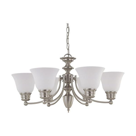 Empire - 6 Light - 26 in. - Chandelier with Frosted White Glass