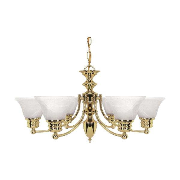 Empire - 6 Light - 26 in. - Chandelier with Alabaster Glass Bell Shades