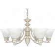 Empire - 6 Light - 26 in. - Chandelier with Alabaster Glass Bell Shades