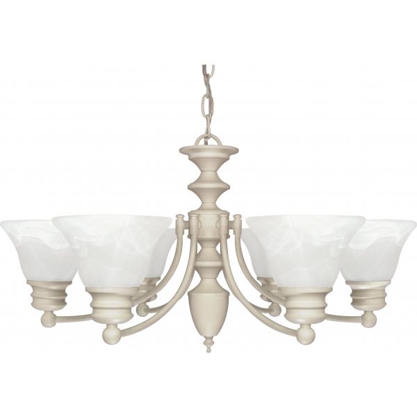 Empire - 6 Light - 26 in. - Chandelier with Alabaster Glass Bell Shades