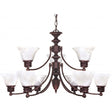 Empire - 9 Light - 32 in. - Chandelier with Alabaster Glass Bell Shades - 2 Tier