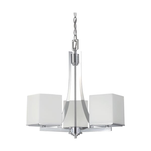 Bento - 3 Light - Chandelier with Satin White Glass