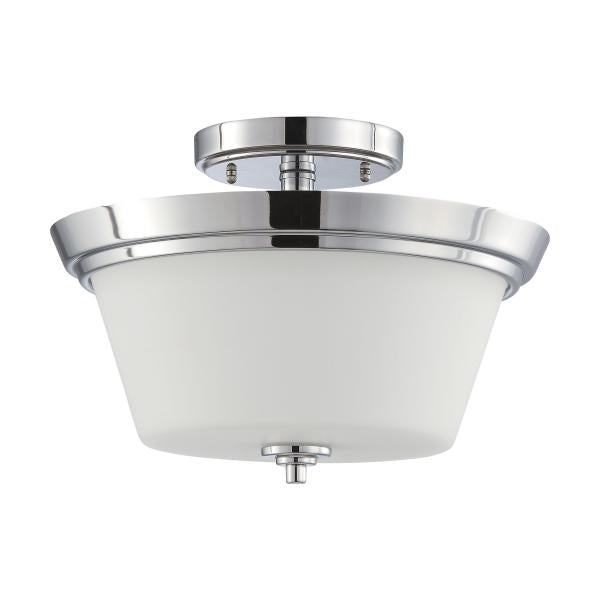 Bento - 3 Light - Semi-Flush Fixture with Satin White Glass