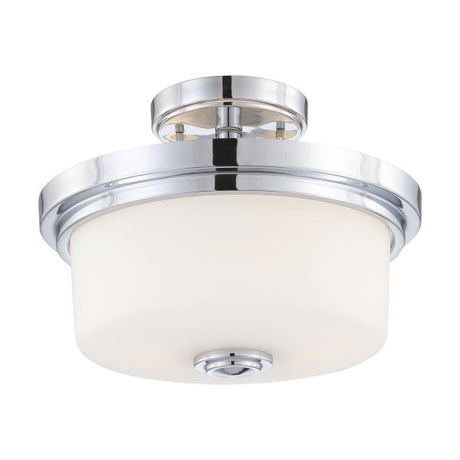 Soho - 2 Light - Semi-Flush Fixture with Satin White Glass