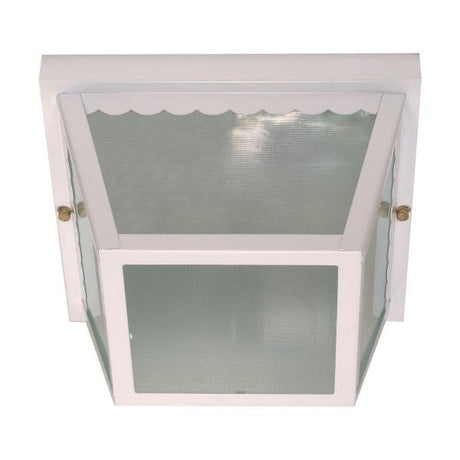 2 Light - 10 in. - Carport Flush Mount with Textured Frosted Glass