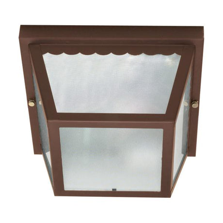 2 Light - 10 in. - Carport Flush Mount with Textured Frosted Glass