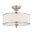 Candice - 3 Light - Semi-Flush Fixture with Pleated White Shade