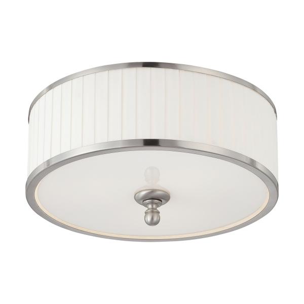 Candice - 3 Light - Flush Dome Fixture with Pleated White Shade