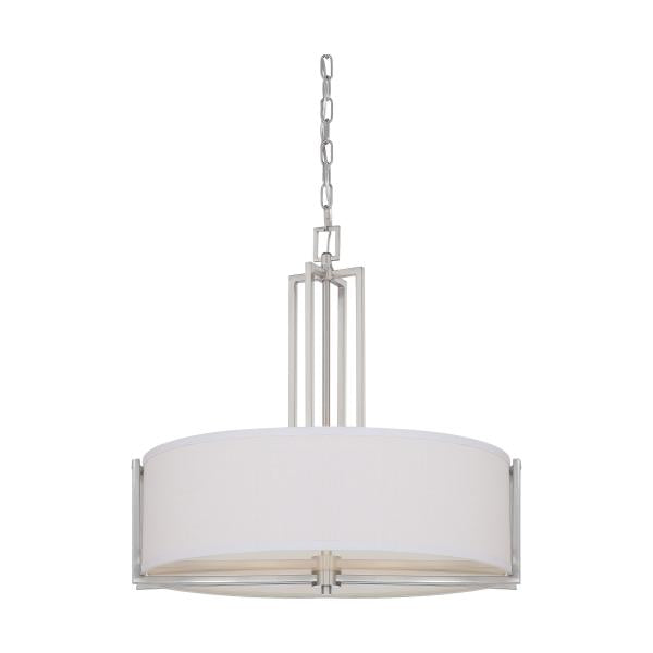 Gemini - 4 Light - Pendant with Slate Gray Fabric Shade