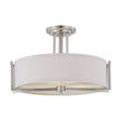 Gemini - 3 Light - Semi-Flush Fixture with Slate Gray Fabric Shade