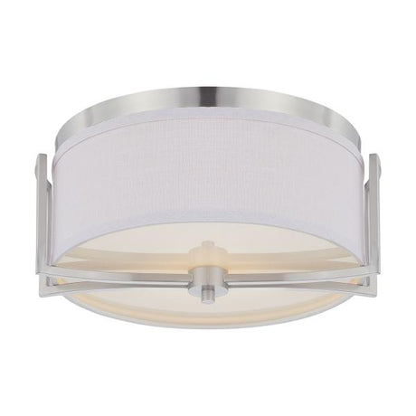 Gemini - 2 Light - Flush Dome Fixture with Slate Gray Fabric Shade