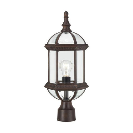 Boxwood - 1 Light - 19 in. - Outdoor Post with Clear Beveled Glass