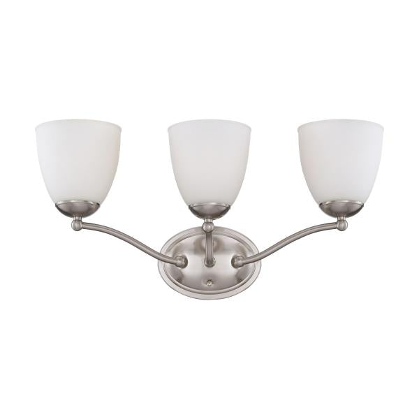 Patton - 3 Light - Vanity Fixture with Frosted Glass