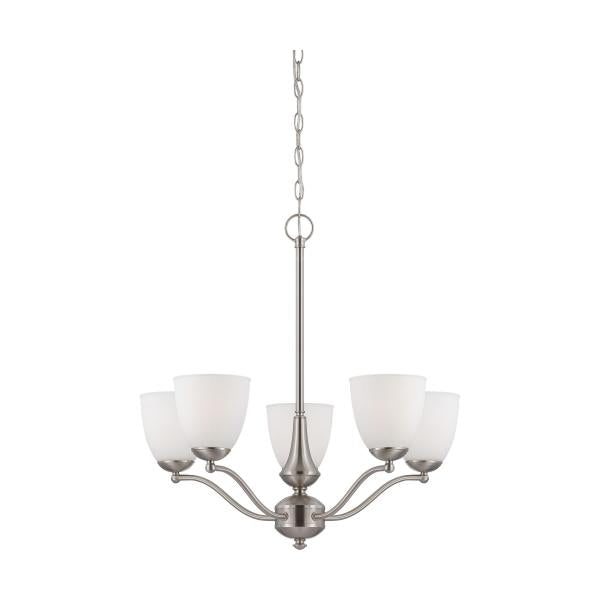 Patton - 5 Light - Chandelier (Arms Up) with Frosted Glass