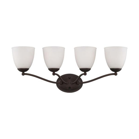 Patton - 4 Light - Vanity Fixture with Frosted Glass