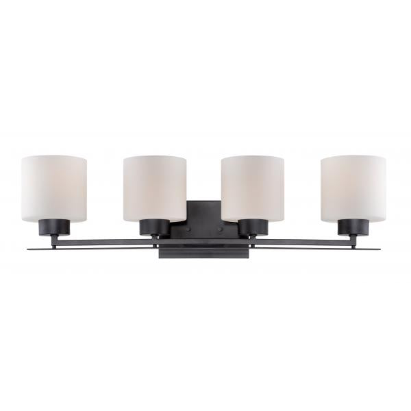 Parallel - 4 Light - Vanity Fixture with Etched Opal Glass