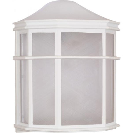 1 Light - 10 in. - Cage Lantern Wall Fixture - Die Cast - Linen Acrylic Lens