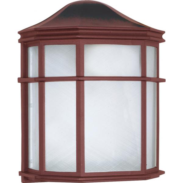 1 Light - 10 in. - Cage Lantern Wall Fixture - Die Cast - Linen Acrylic Lens