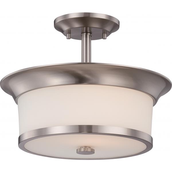 Mobili - 2 Light - Semi-Flush with Satin White Glass