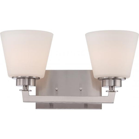 Mobili - 2 Light - Vanity Fixture with Satin White Glass