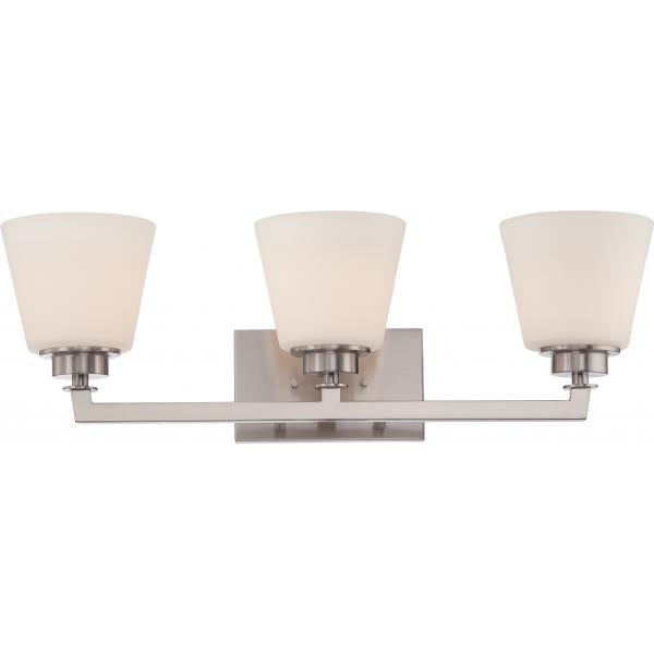 Mobili - 3 Light - Vanity Fixture with Satin White Glass