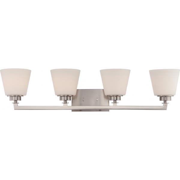 Mobili - 4 Light - Vanity Fixture with Satin White Glass