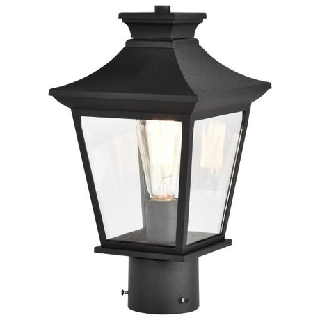 Jasper Collection Outdoor 14 inch Post Light Pole Lantern - Matte Black Finish with Clear Glass