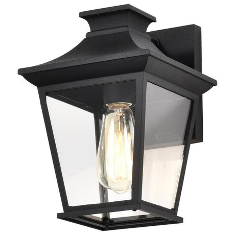 Jasper Collection Outdoor 11 inch Wall Light - Matte Black Finish with Clear Glass