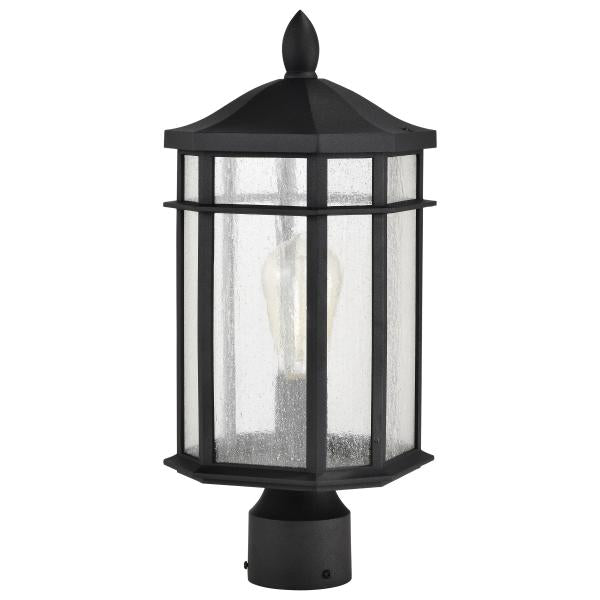 Raiden Collection Outdoor 18 inch Post Light Pole Lantern - Matte Black Finish with Clear Seedy Glass