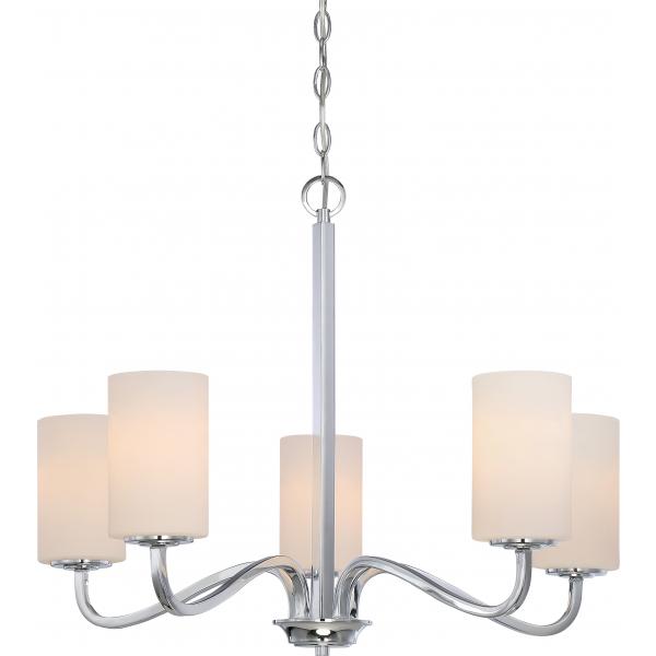 Willow - 5 Light - Hanging Fixture with White Glass