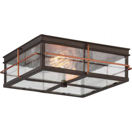 Howell - 2 Light - Outdoor Flush Fixture with 60W Vintage Lamps Included - Bronze with Copper Accents Finish