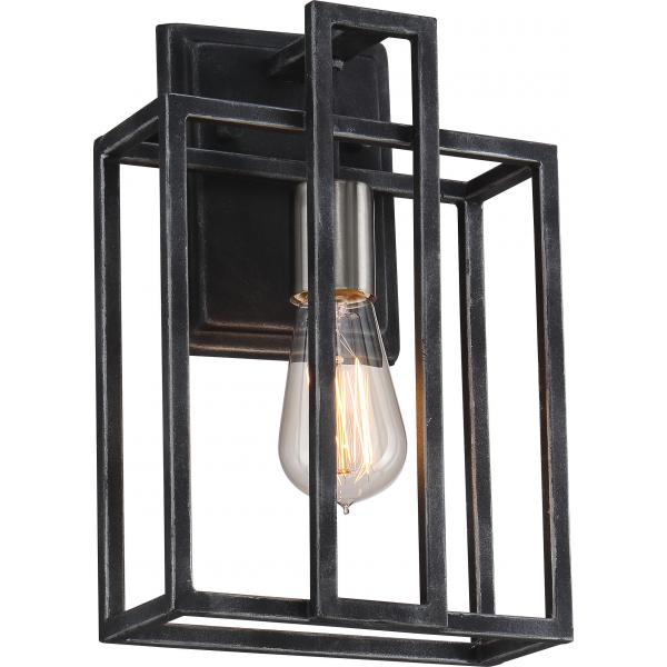 Lake - 1 Light - Wall Sconce - Iron Black with Brushed Nickel Accents Finish