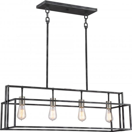 Lake - 4 Light - Island Pendant - Iron Black with Brushed Nickel Accents Finish