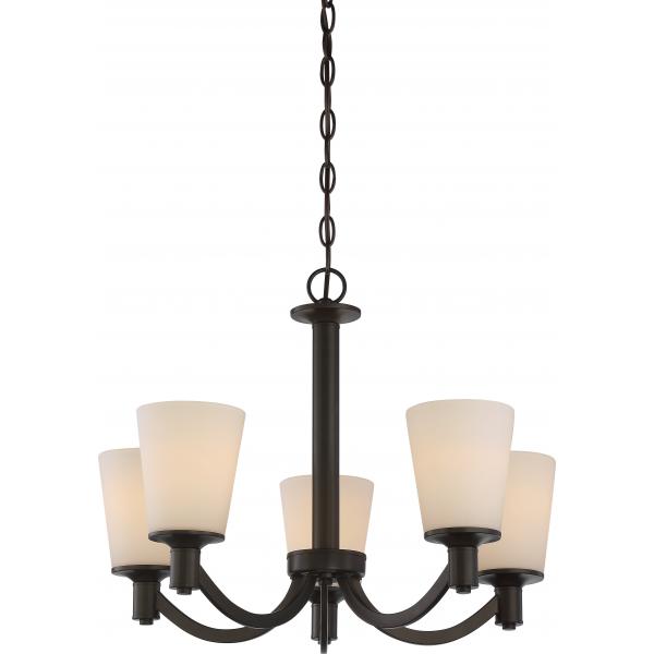 Laguna - 5 Light - Hanging Fixture with White Glass