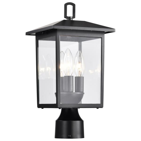 Jamesport Collection Outdoor 15 inch Post Light Pole Lantern - Matte Black with Clear Glass