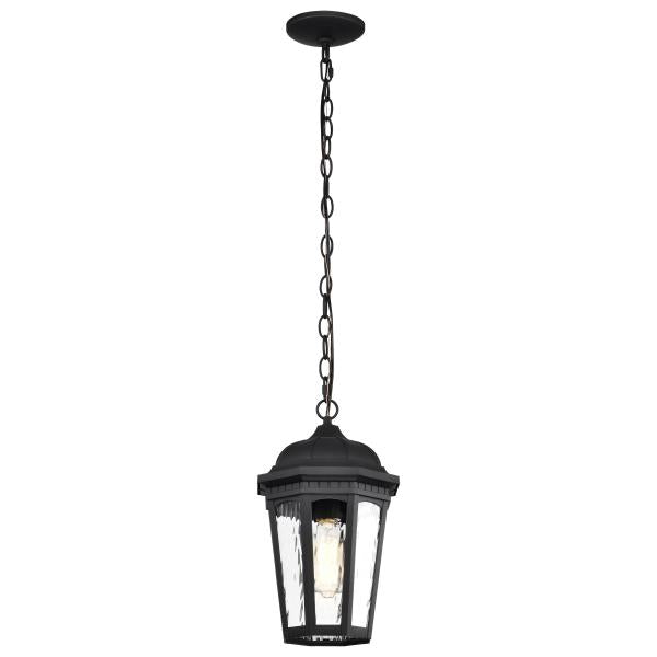 East River Collection Outdoor 14.5 inch Hanging Light - Matte Black Finish with Clear Water Glass