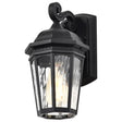 East River Collection Outdoor 12 inch Small Wall Light - Matte Black Finish with Clear Water Glass