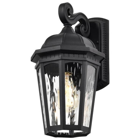 East River Collection Outdoor 16 inch Large Wall Light - Matte Black Finish with Clear Water Glass