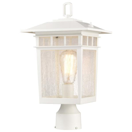 Cove Neck Collection Outdoor Large 16 inch Post Light Pole Lantern - White Finish with Clear Seeded Glass