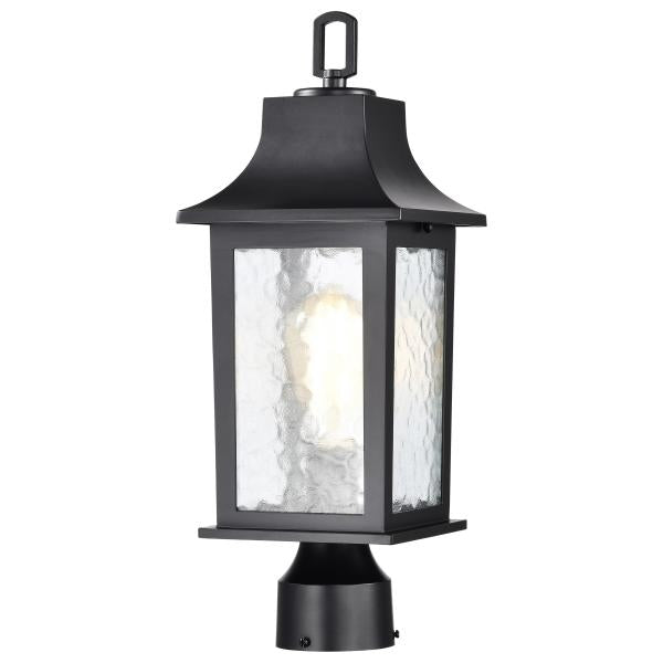 Stillwell Collection Outdoor 17 inch Post Light Pole Lantern - Matte Black with Clear Water Glass