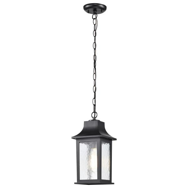 Stillwell Collection Outdoor 14 inch Hanging Light - Matte Black Finish with Clear Water Glass