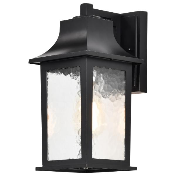 Stillwell Collection Outdoor 13 inch Wall Light - Matte Black Finish with Clear Water Glass