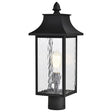 Austen Collection Outdoor 20 inch Post Light Pole Lantern - Matte Black Finish with Clear Water Glass