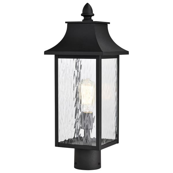 Austen Collection Outdoor 20 inch Post Light Pole Lantern - Matte Black Finish with Clear Water Glass