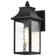 Austen Collection Outdoor 13 inch Small Wall Light - Matte Black Finish with Clear Water Glass