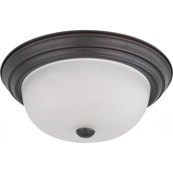 2 Light - 13 in. - Flush Mount with Frosted White Glass - Color retail packaging