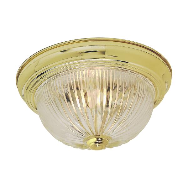 2 Light - 11 in. - Flush Mount - Clear Ribbed Glass - Color retail packaging