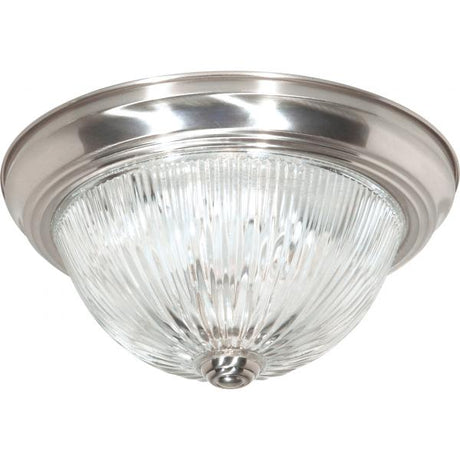 2 Light - 11 in. - Flush Mount - Clear Ribbed Glass - Color retail packaging