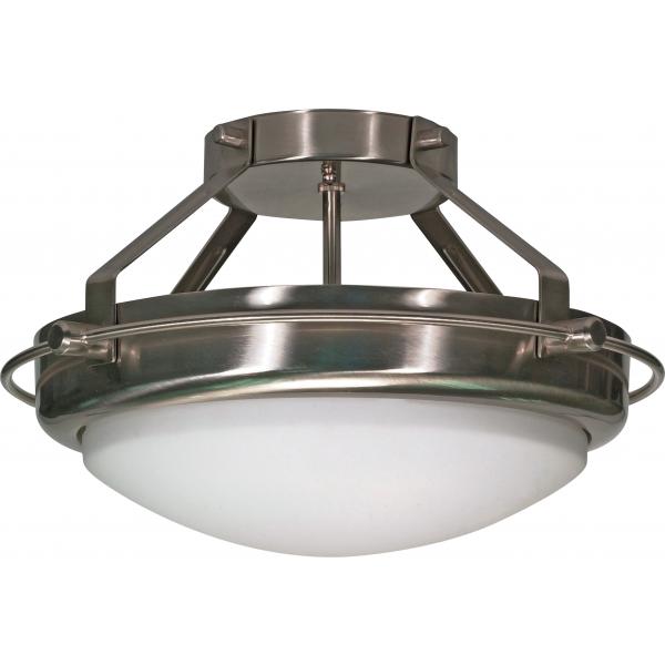 Polaris - 2 Light - 14 in. - Semi-Flush with Satin Frosted Glass Shades