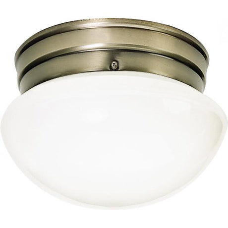 1 Light - 8 in. - Flush Mount - Small Antique Brass Mushroom - Color retail packaging